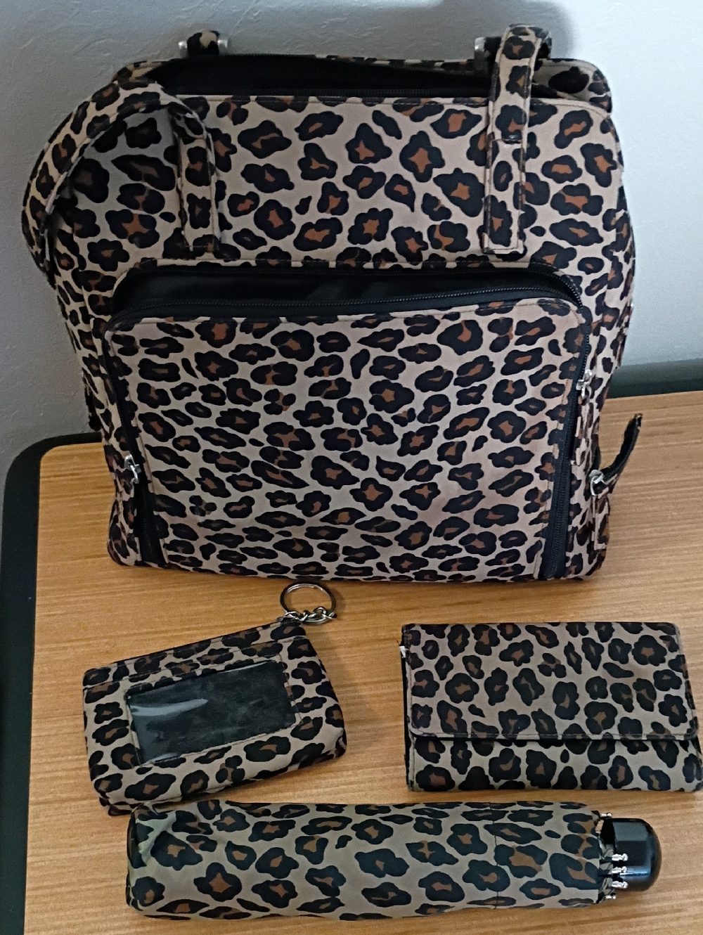 Worthington Leopard-Print Shoulder Bag Set in Brown and Black